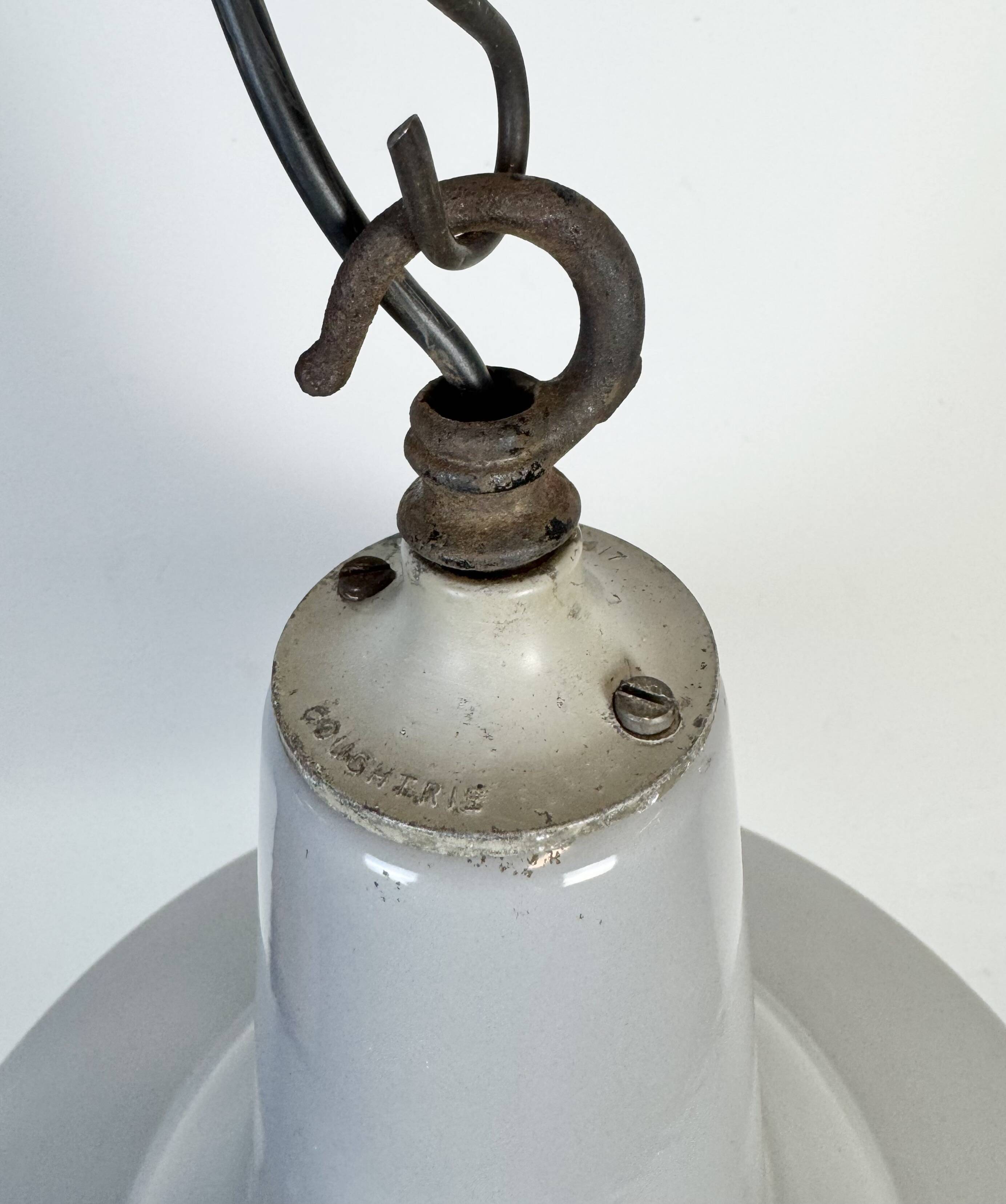 Large Industrial British Grey Enamel Pendant Lamp from Benjamin, 1960s