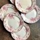 6 Boulenger & Cie flat plates in ecru and pink enamelled ironstone,