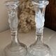 Pair of candlesticks, dove decor, in glass