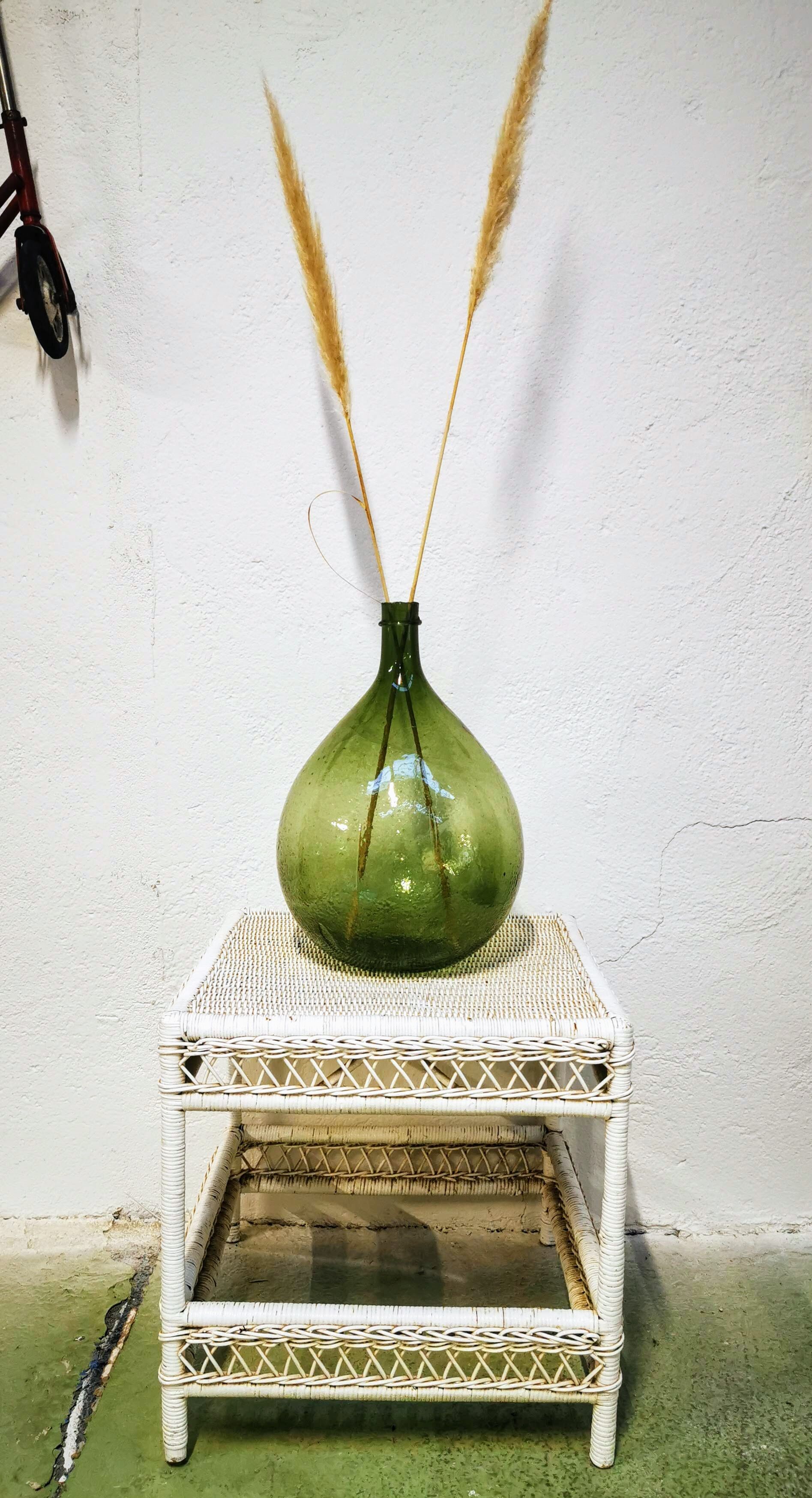 White rattan side table