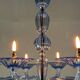 Blue murano glass venetian chandelier, 8 light arms