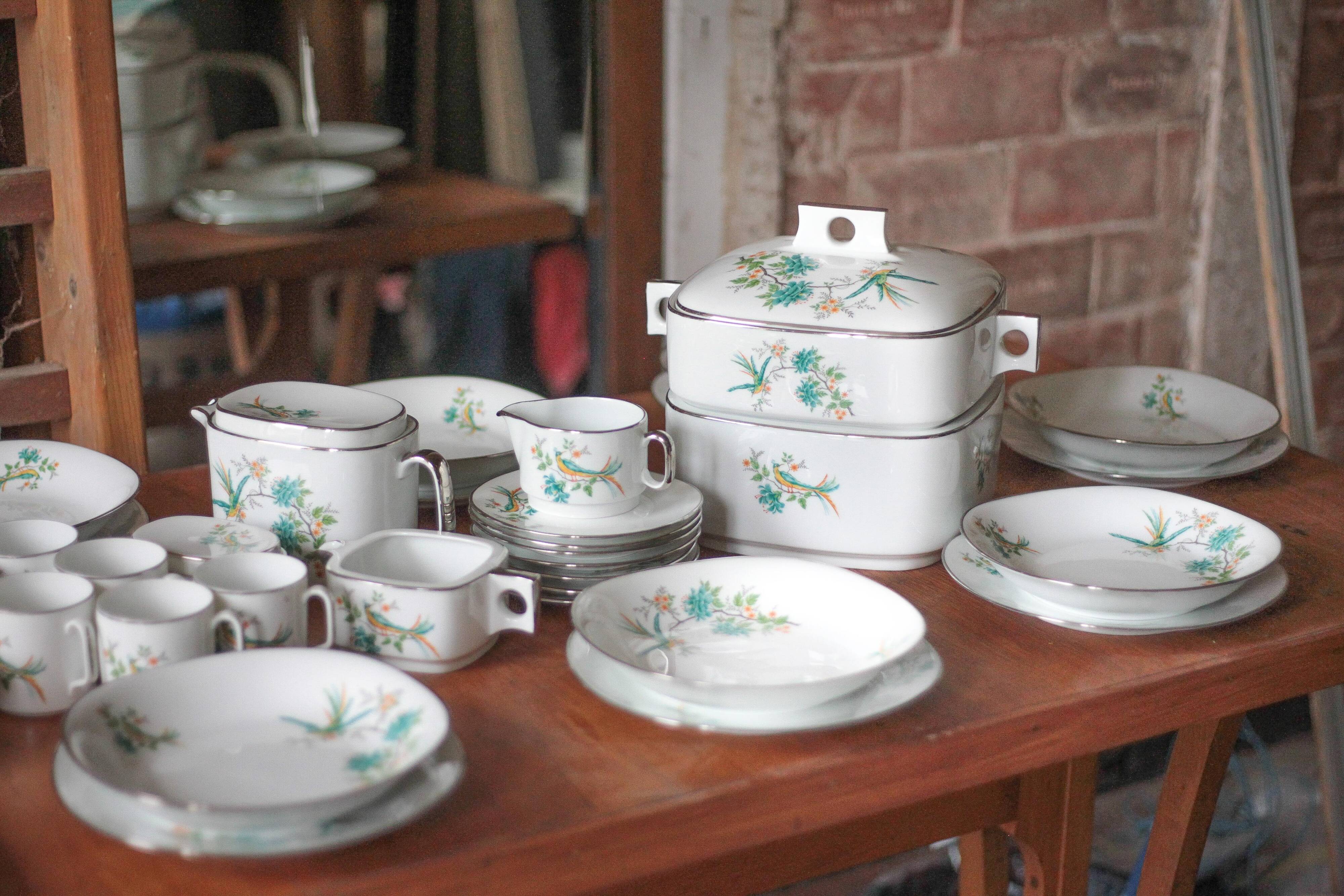 Limoges porcelain table service J.R.S Paradise bird, decor