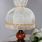 Rustic chic bedside lamp, wood and dome lampshade