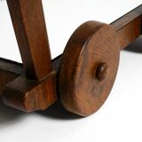 Beautiful, unique 1930s tea trolley bar cart made of solid oak wood