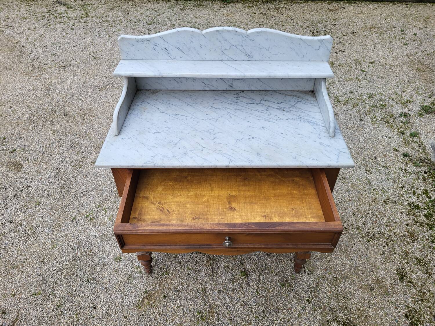 Dressing table, vintage console in white marble