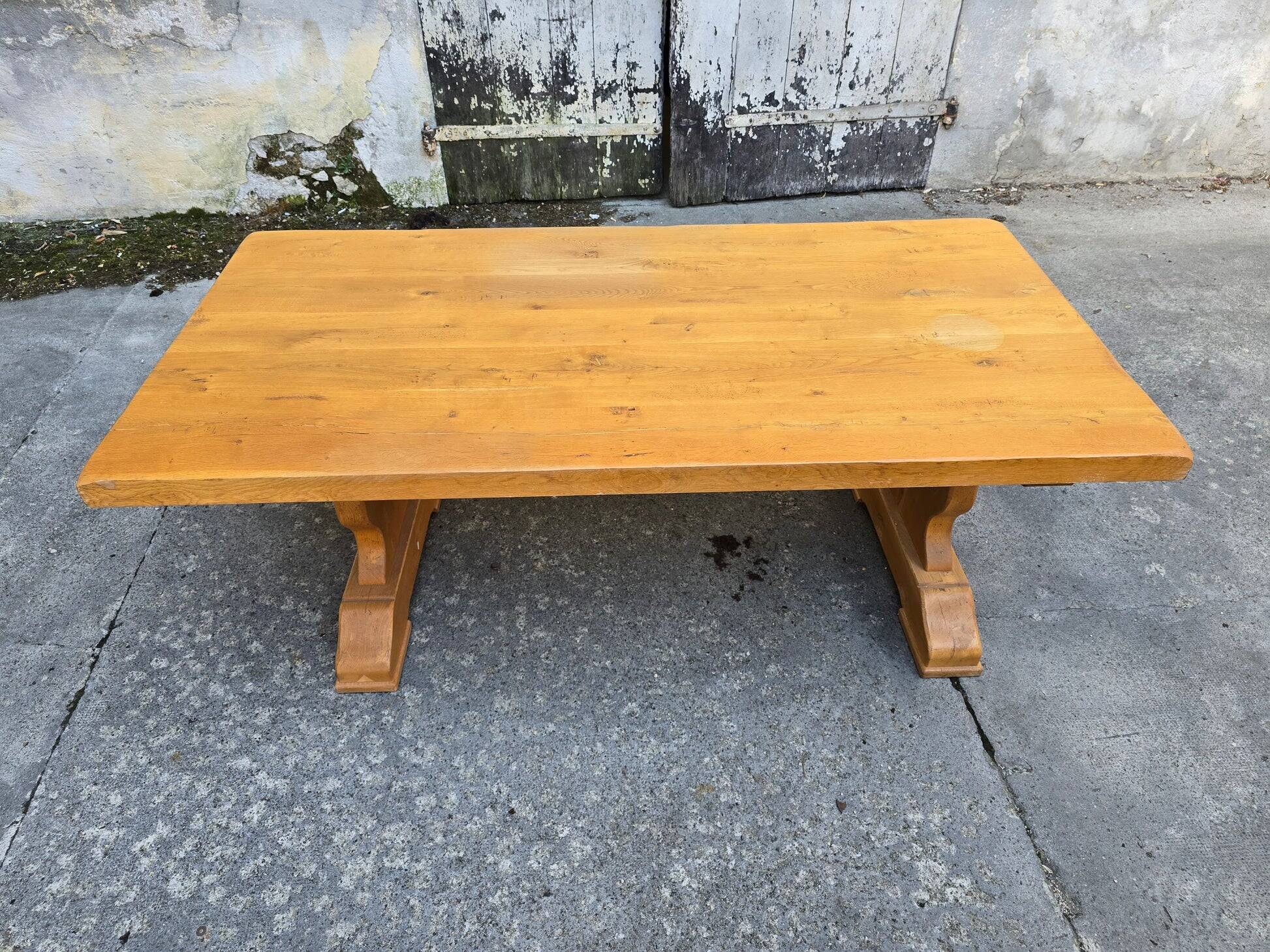 Large monastery table in solid oak – French handcrafted.