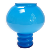 Vase en opaline bleu à anneaux Friedrich glass
