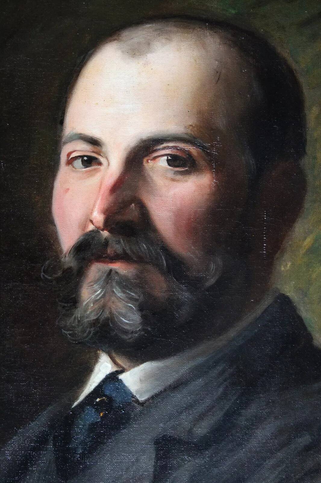 Vintage Portrait Painting of a Gentleman Man Oil on Canvas