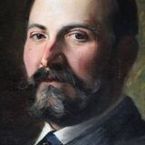 Vintage Portrait Painting of a Gentleman Man Oil on Canvas