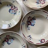 6 assiettes creuses en faïence ancienne vintage