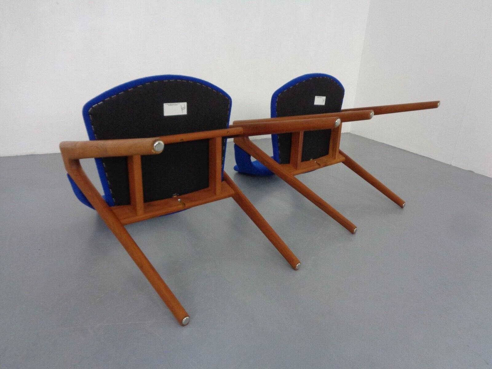 Set of Compass Chairs in Teak and Kvadrat Hallingdal 65 by Kai Kristiansen for Schou Andersen, 1960s