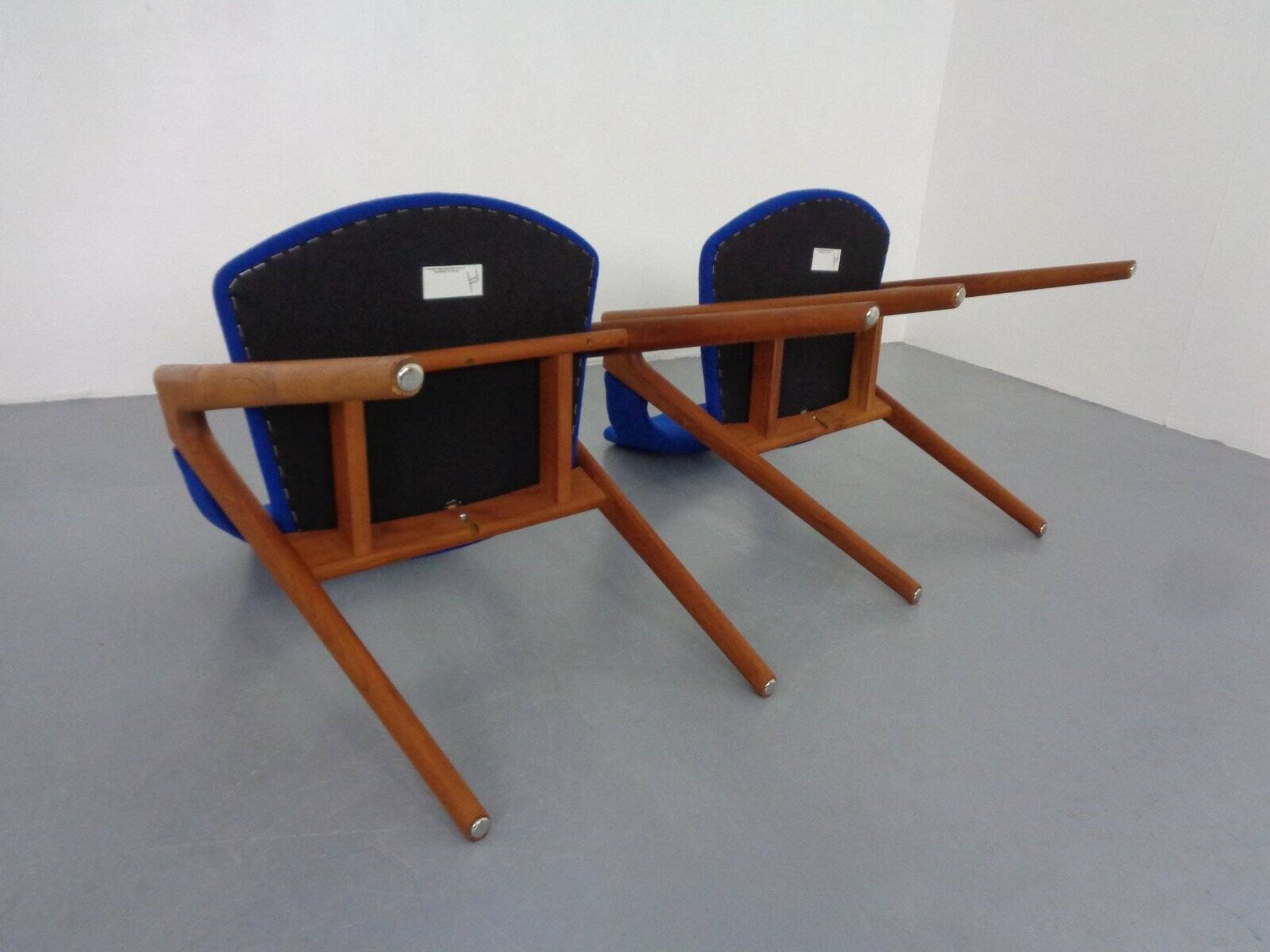 Set of Compass Chairs in Teak and Kvadrat Hallingdal 65 by Kai Kristiansen for Schou Andersen, 1960s