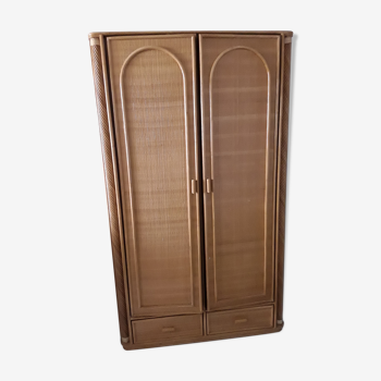 Solid wood rattan cabinet
