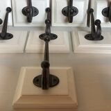 Eight double white wood metal hooks