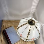 Pair of tiffany bedside lamp in glass and brass AF Cinquanta, Italy