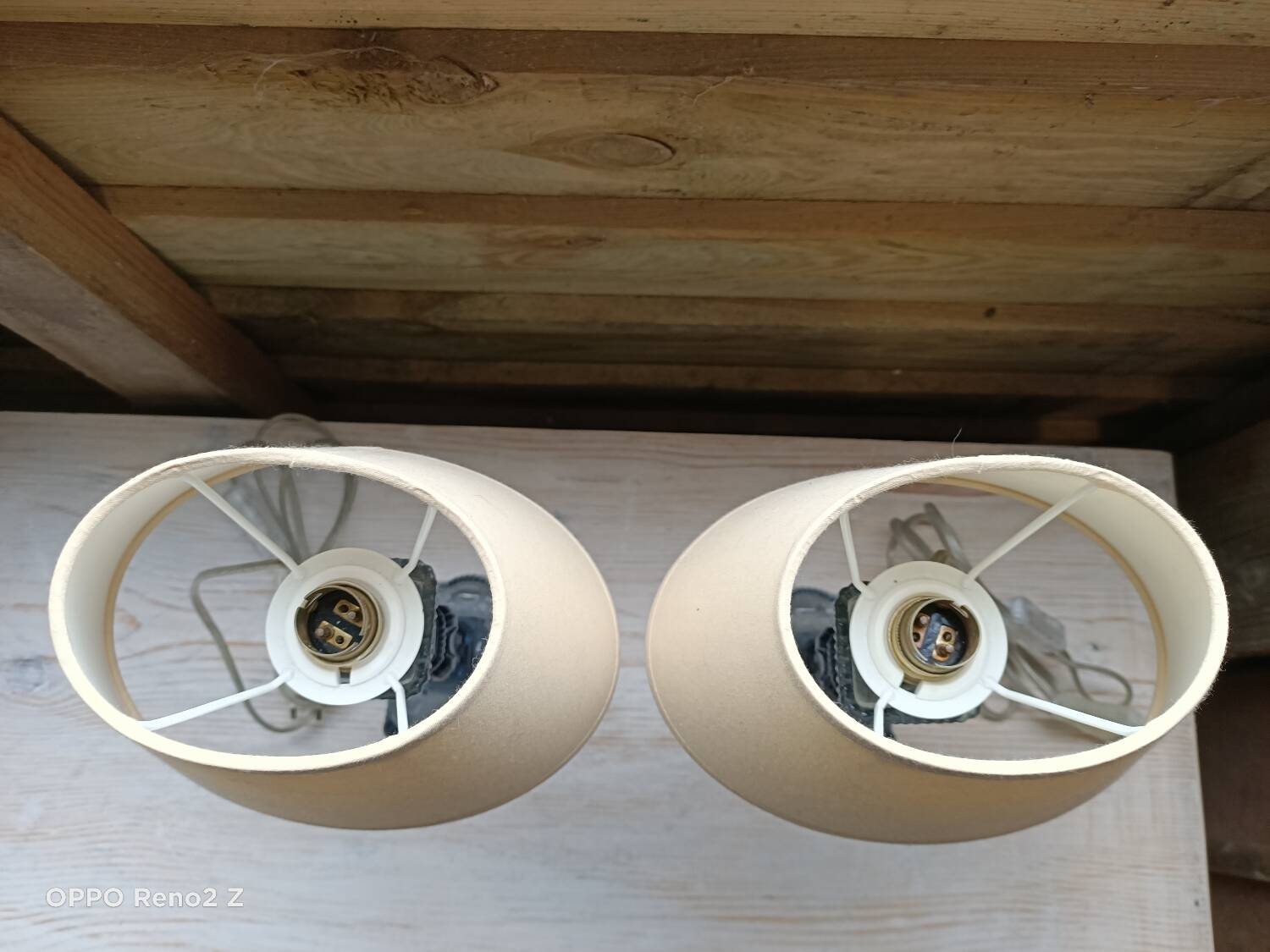 Paire de lampes en verre bleuté