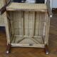 2 rattan and wood armchairs