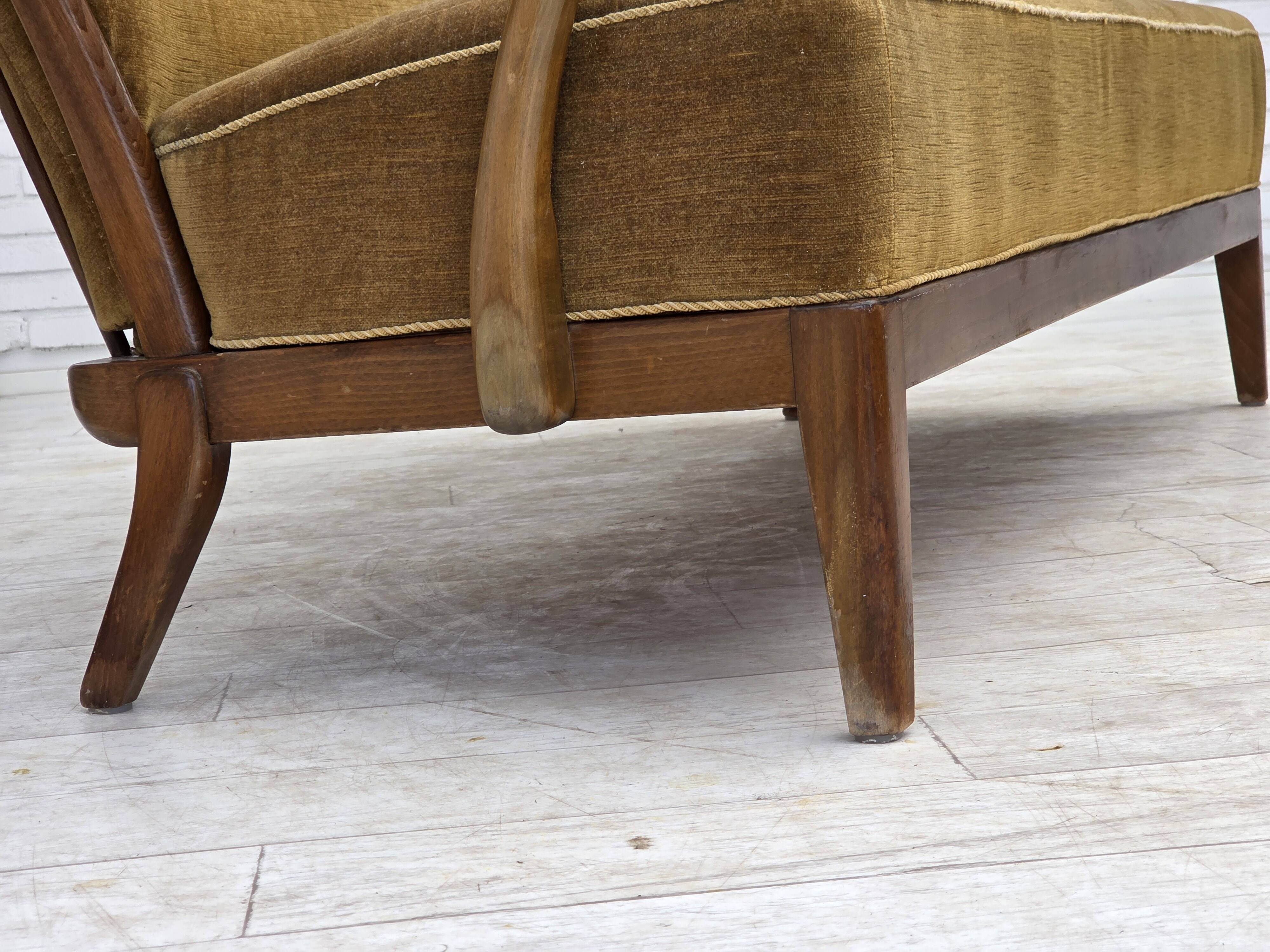 1960s, Danish design by Alfred Christensen, 2-seater sofa, furniture velour