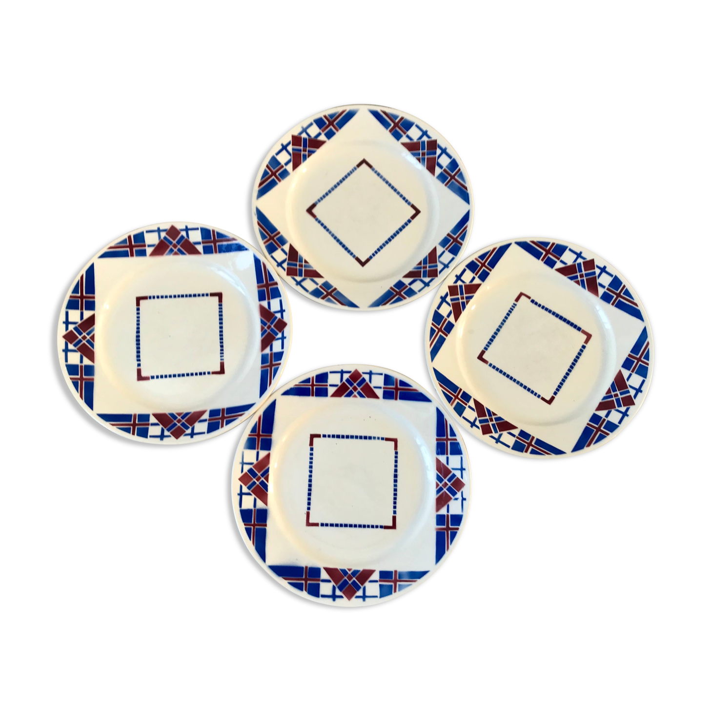 Set of 4 flat plates Lunéville model Hossegor