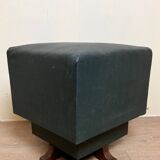 Tabouret pivotant design en cuir avec pied en teck