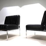 Stoll Giroflex set of 2 leather lounge chairs, 1970