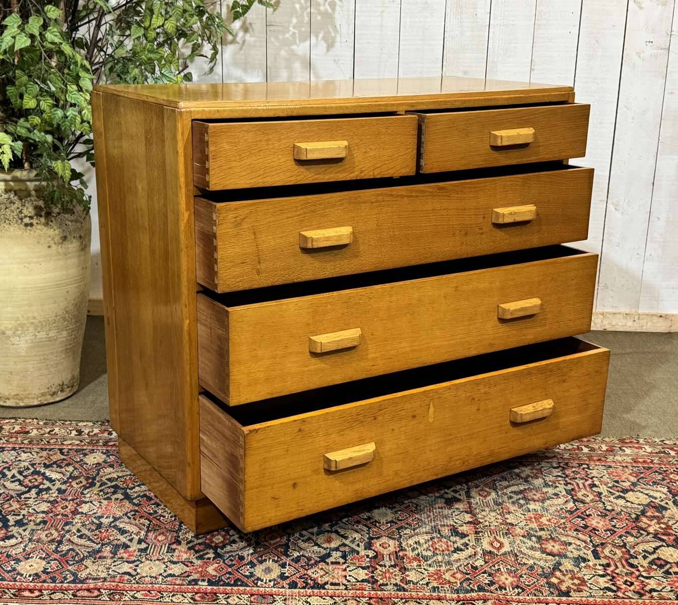 1950s English oak chest of drawers