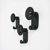 Set de 3 patères murales noires design C Bartoli Italie années 70