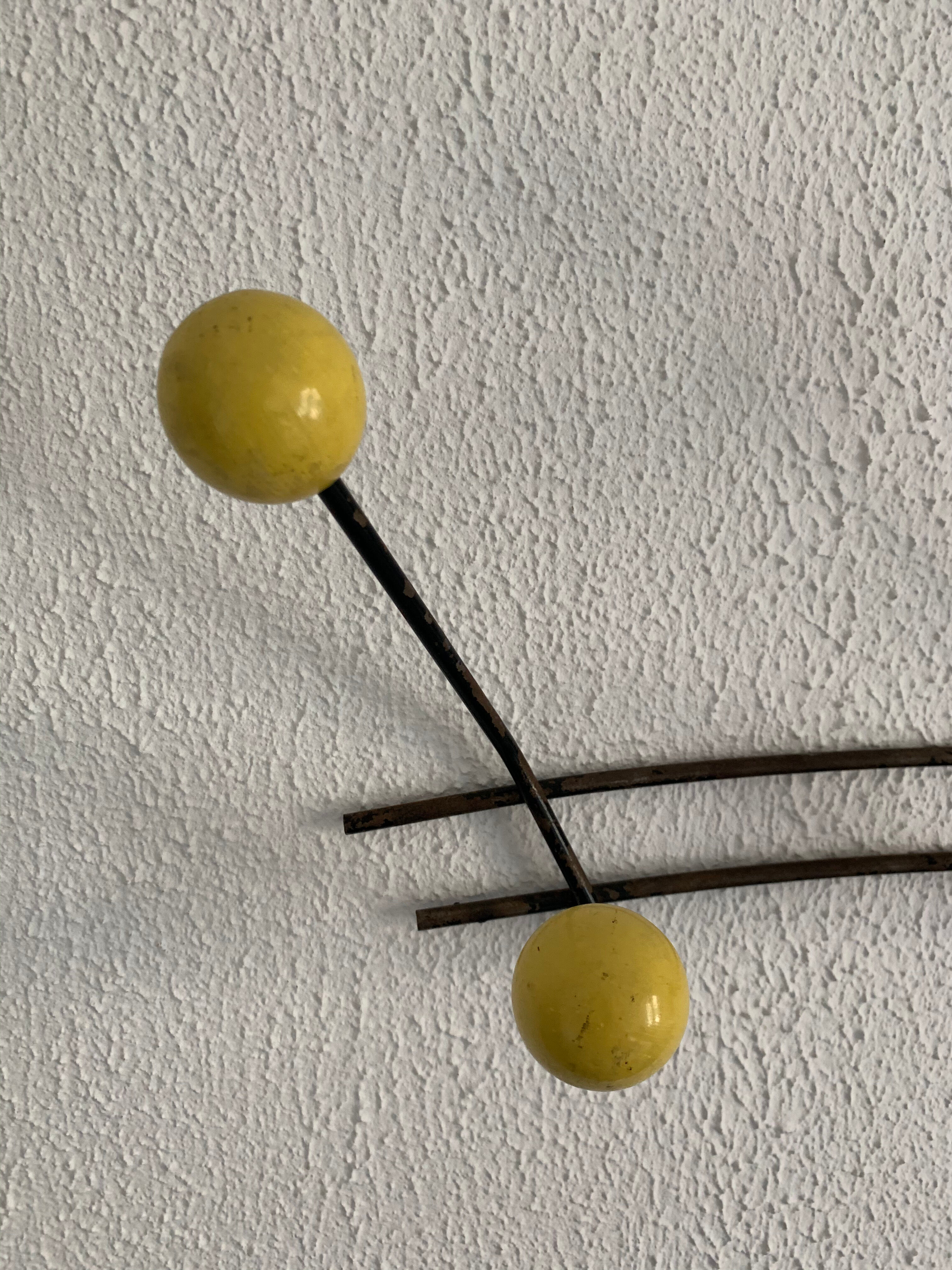 Vintage coat rack 1960 6 ball patères - 50 cm