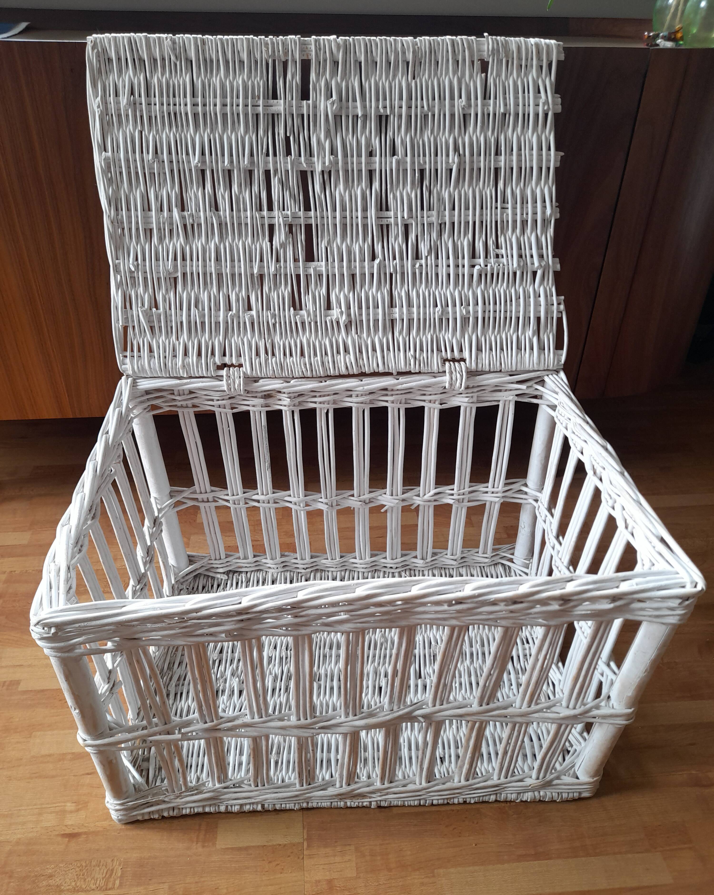 Bleached wicker trunk - toy chest