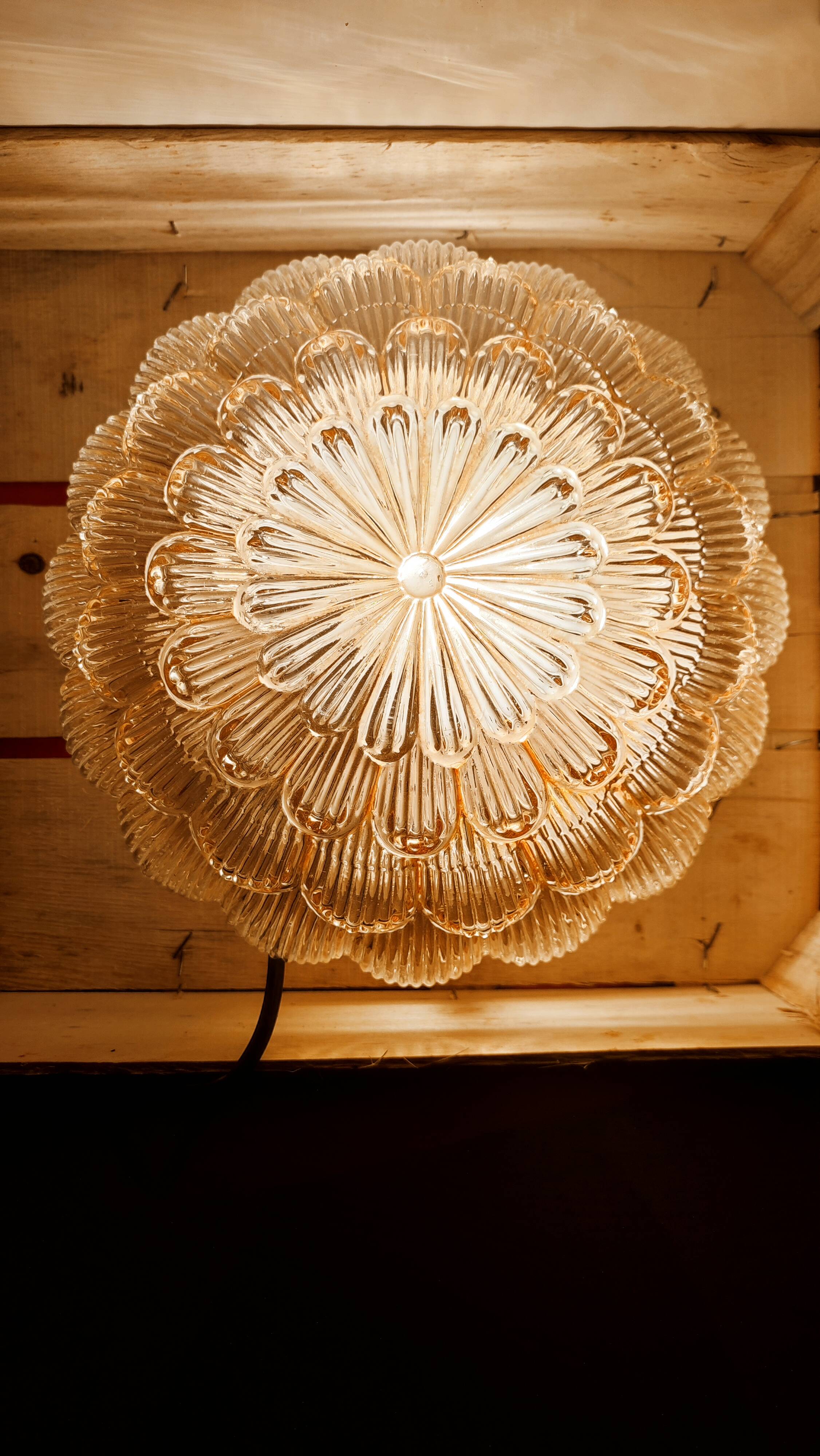 Vintage ceiling light in gold iridescent glass