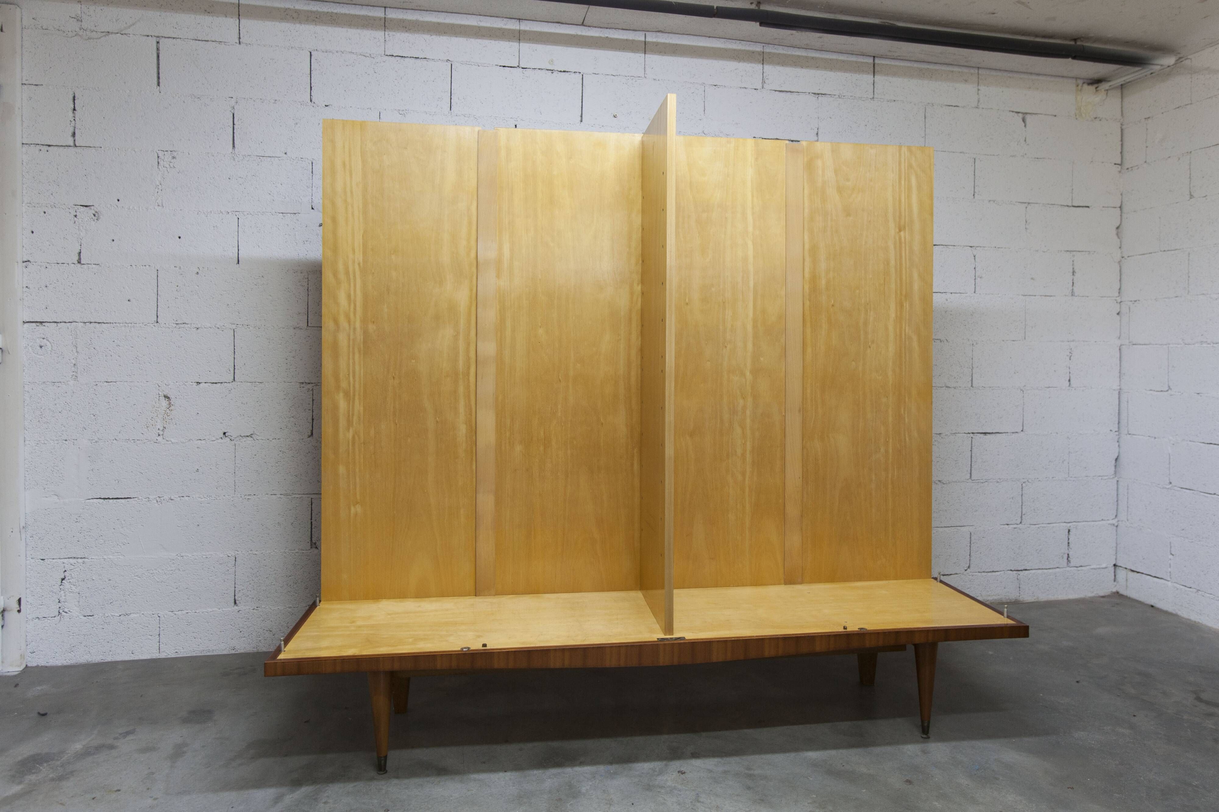 1960 Scandinavian wardrobe, atypical blond wood varnished, 4 doors 3
