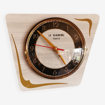 Vintage Formica clock silent asymmetrical wall pendulum "the Paris diadem"