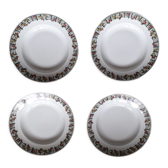 Set of 4 Limoges ceramic plates from the 50s