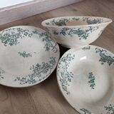 Trio of dishes: Salad bowl, Vegetable dish & Deep plate Faïence de Lyon Model