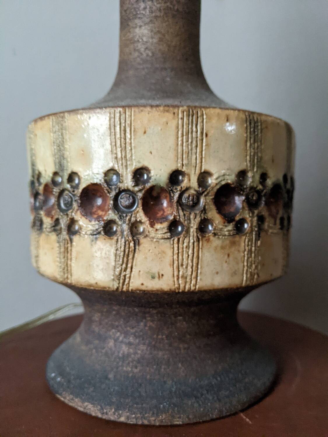 Lamp base in stoneware, handcrafted, bohemian Scandinavian style.
