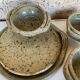 Six pyrite sandstone cups