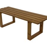 Vintage Scandinavian modern pinewood slatted bench from the 1960's