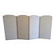 Vintage white faux leather screen with four studded panels, elegant decor.
