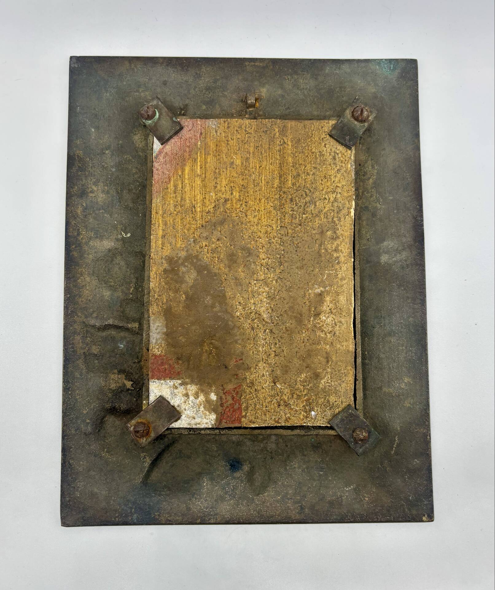 Small bronze Art Deco Nouveau vintage mirror from the 1920s.