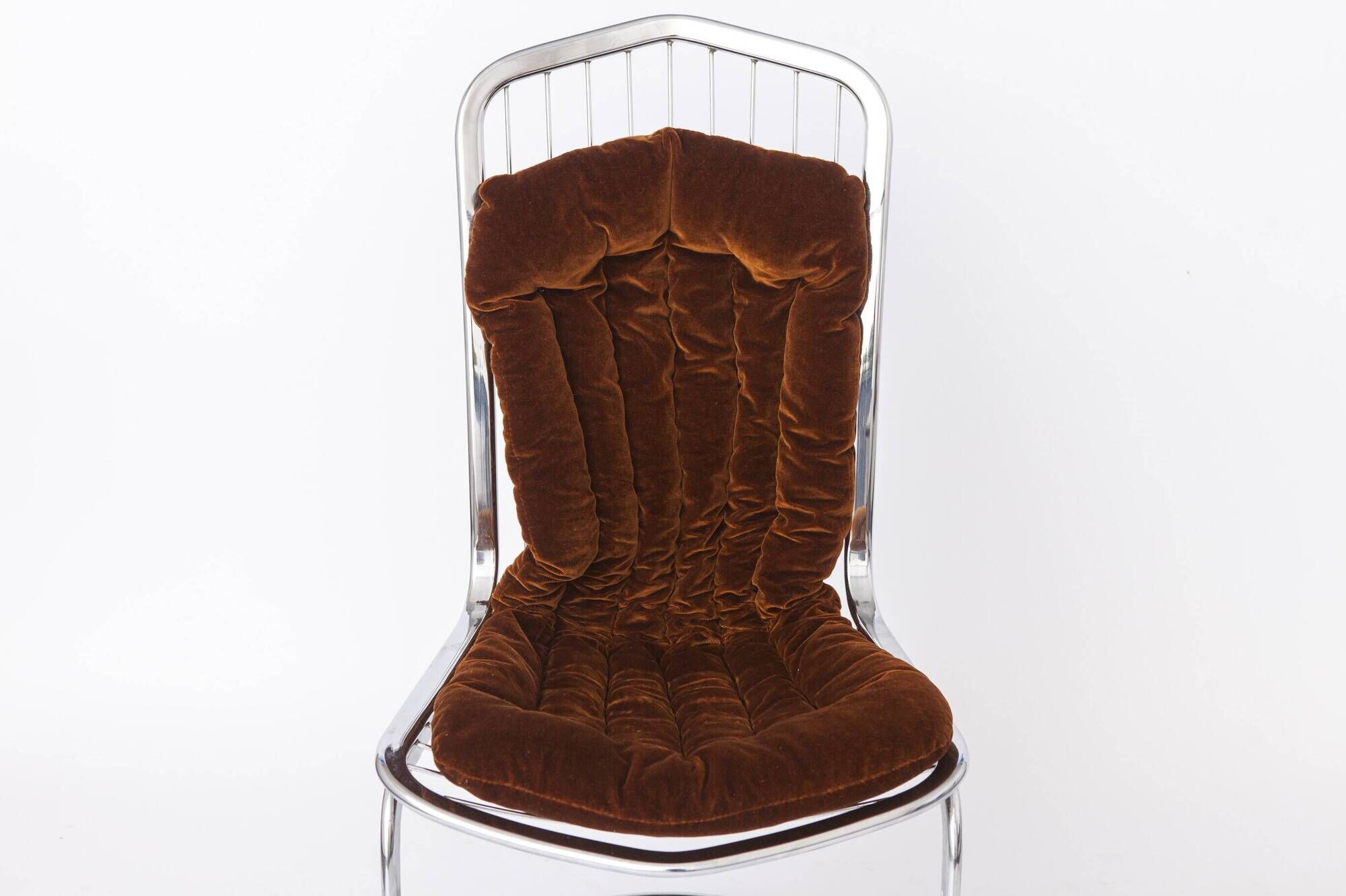 Set of 6 Italian Chrome Cantilever Dining Chairs, Gastone Rinaldi, 1970s