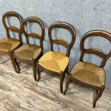 Set of 4 Louis XV style chairs in walnut, 19th century