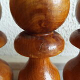 Set of 9 turned wooden pins