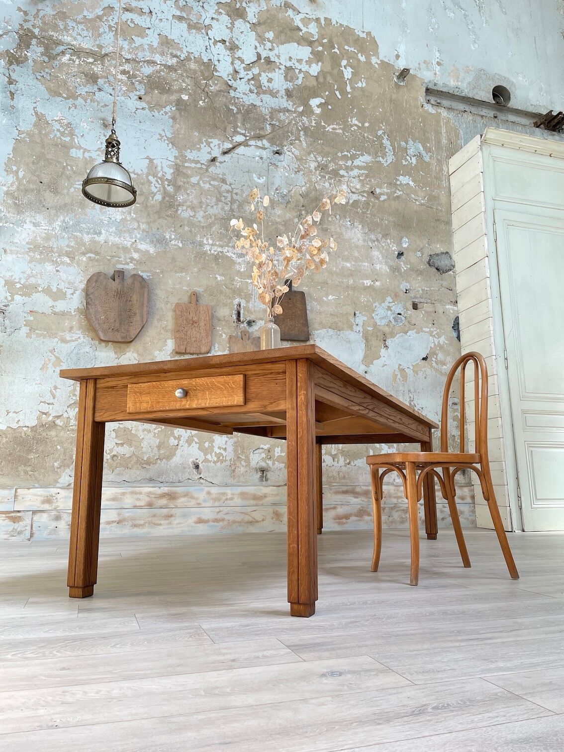 Solid oak dining table