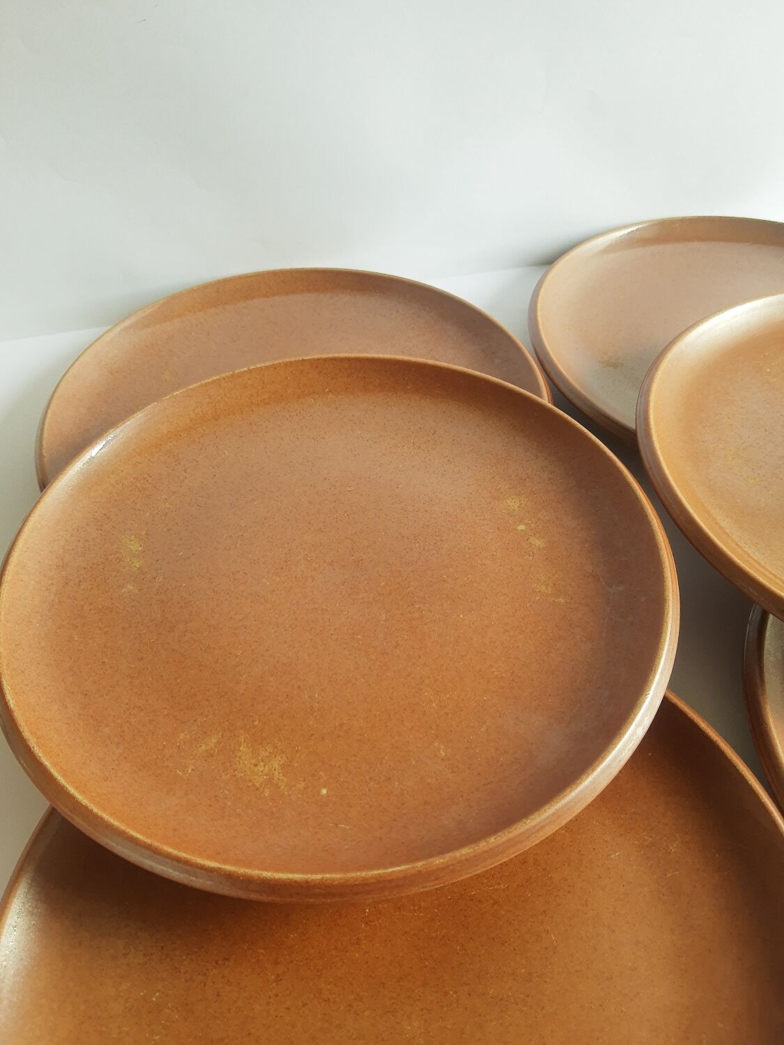 Set of 6 vintage Brenne Grès stoneware dinner plates from France