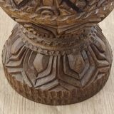 Carved wooden lamp base