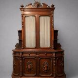 Important two-body buffet from a hunting lodge in carved walnut, Renaissance style.