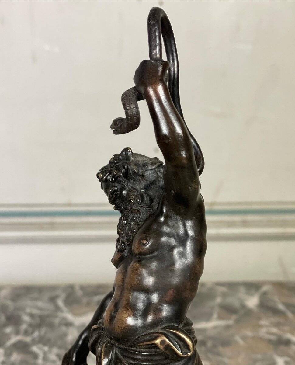 Silenus, bronze sculpture after the antique, 19th century