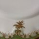 Vintage round green Limoges porcelain serving platter with gold trim