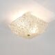 J.T. Kalmar Square Applique Ceiling Light in Brass and Textured Glass, 1950s