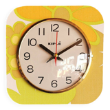Vintage silent wall pendulum clock from the 60s square "Kiulé flowers"
